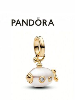 NWOT White Gold Submarine Charm For Pandora Bracelet or Chain